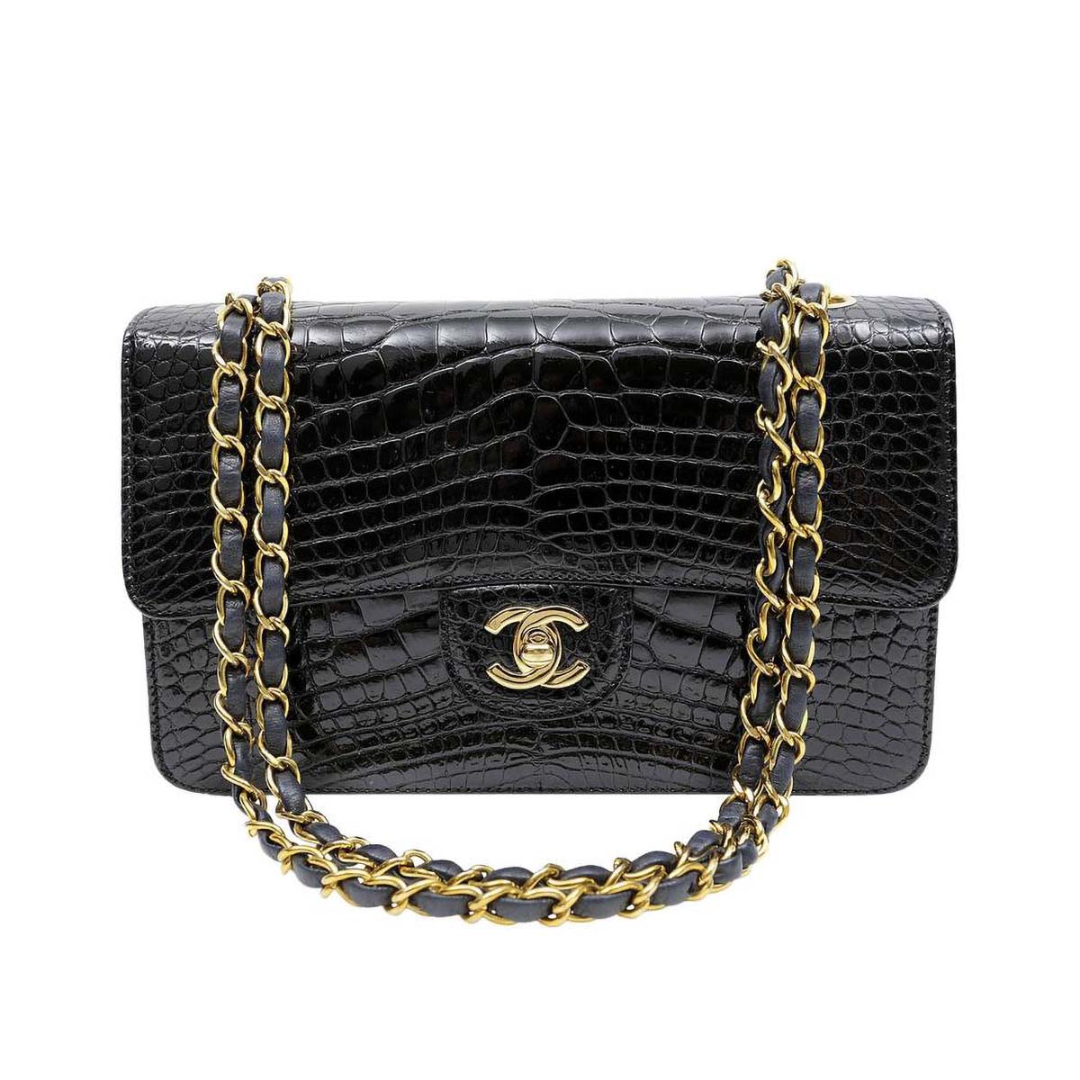 Chanel Medium Iconic Classic Single Flap Bag with Alligator Pattern