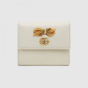 Gucci GG Women Leather Wallet with Bow-White