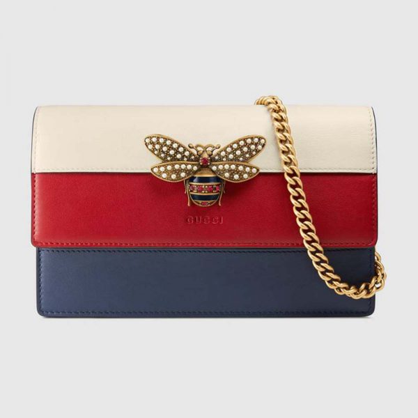 Gucci GG Women Queen Margaret Leather Mini Bag-Blue and Red