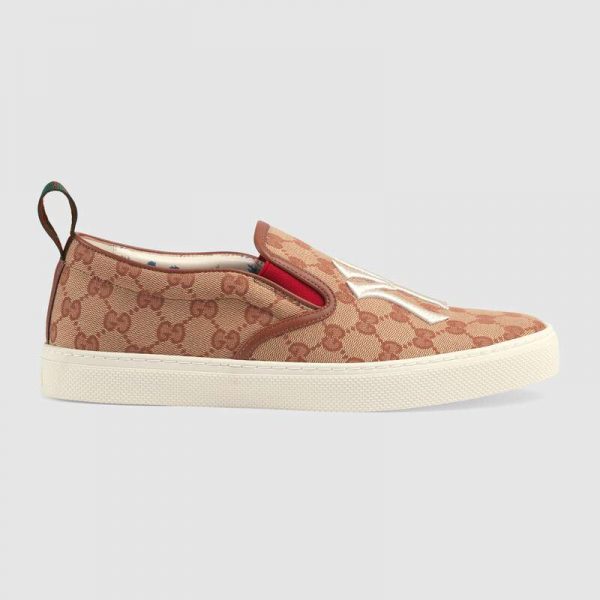 Gucci Men's Slip-On Sneaker with NY Yankees Patch Orange