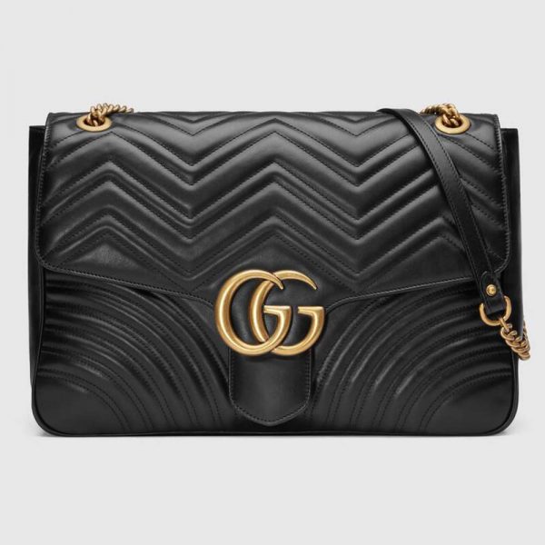 Gucci Women GG Marmont Large Shoulder Bag-Black