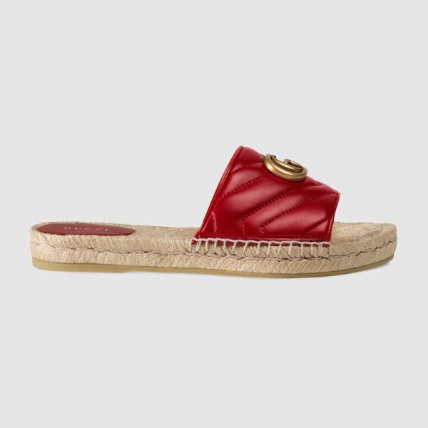 Gucci Women Leather Espadrille Sandal-Red