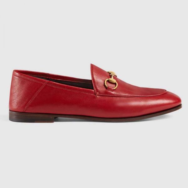 Gucci Women Leather Horsebit Loafer 1.27cm Height-Red