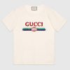 Gucci Women Oversize T-Shirt with Sequin Gucci Logo-White