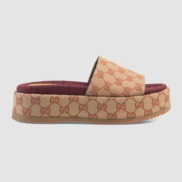 Gucci Women's Original GG Slide Sandal 6.1cm Height-Brown
