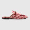 Gucci Women Shoes Princetown GG Canvas Slipper 10mm Heel-Pink