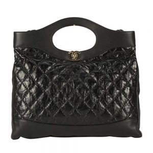 Chanel Women 31 Shopping Bag in Calfskin Leather-Black