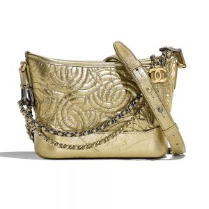 Chanel Women Chanel's Gabrielle Small Hobo Bag in Calfskin Leather-Gold