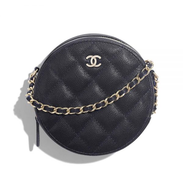 Chanel Women Classic Clutch with Chain in Grained Calfskin Leather-Black