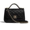 Chanel Women Flap Bag with Top Handle in Lambskin Leather