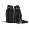 Chanel Women Drawstring Bag in Lambskin Leather-Black