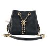 Chanel Women Small Drawstring Bag in Calfskin Leather-Black