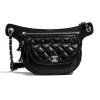 Chanel Women Waist Bag in Metallic Aged Calfskin-Black