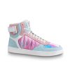 Louis Vuitton LV Unisex Rivoli Sneaker Boot Shoes Blue and Pink