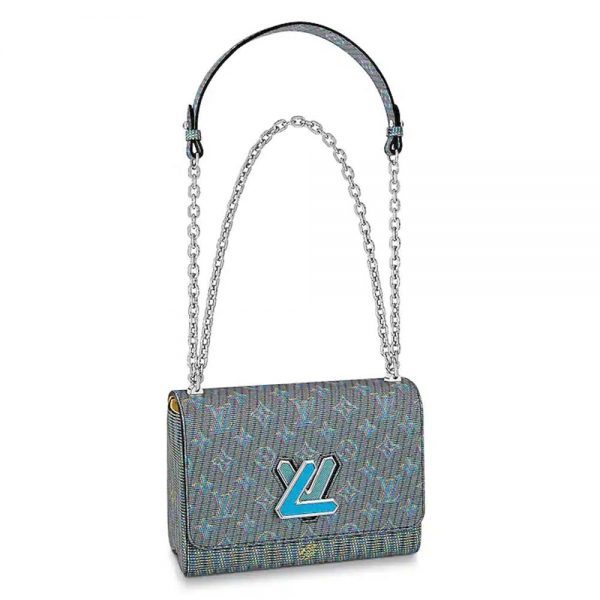 Louis Vuitton LV Women Twist MM Bag with Neon Monogram LV Pop Print-Blue
