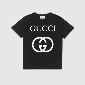 Gucci Men Oversize T-Shirt with Interlocking G-Black
