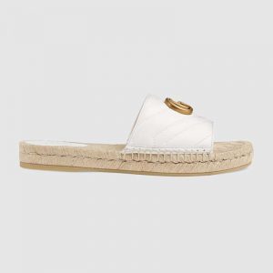 Gucci Women Leather Espadrille Sandal-White