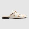 Gucci Women Princetown Embroidered Leather Slipper 1.27cm Heel-White