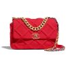 Chanel Women Chanel 19 Large Flap Bag in Tweed Fabrics-Red