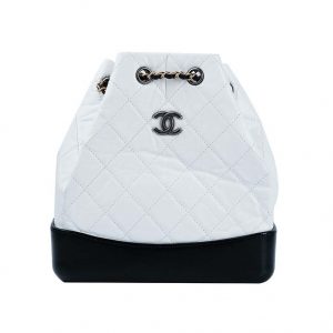 Chanel Women Chanel's Gabrielle 17 Small Hobo Bag in Calfskin Leather-Black and White
