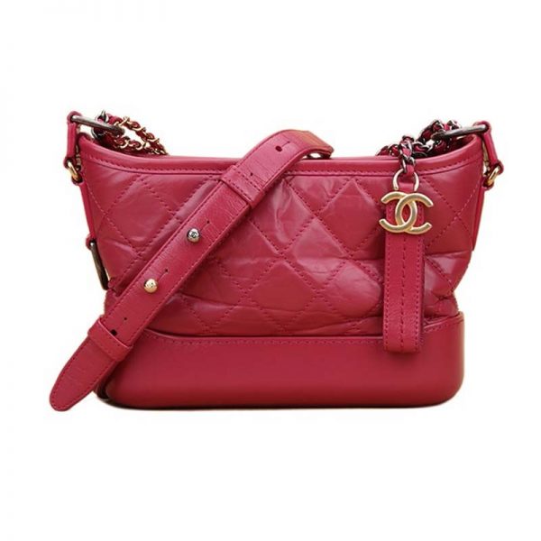 Chanel Women Chanel's Gabrielle Small Hobo Bag in Calfskin Leather-Red