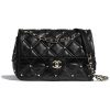 Chanel Women Flap Bag in Lambskin Leather and Imitation Pearls-Black