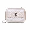 Chanel Women Messenger Bag with Chain in Calfskin Leather-Silver