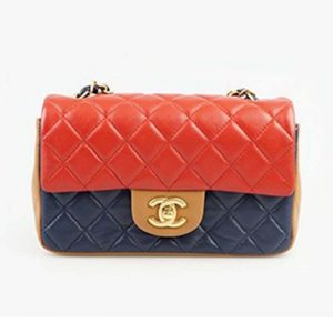 Chanel Women Mini Flap Bag in Goatskin Leather Chain Bag in Three Colors-Orange