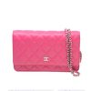 Chanel Women Wallet On Chain Flap Bag in Goatskin Leather-Pink