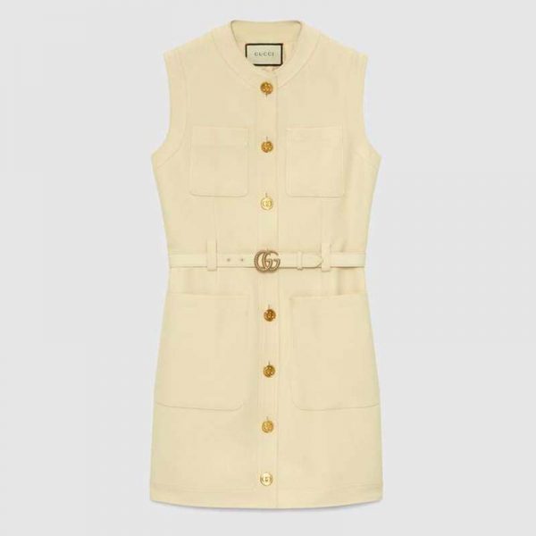 Gucci Women Cady Silk Wool Vest with Double G-White