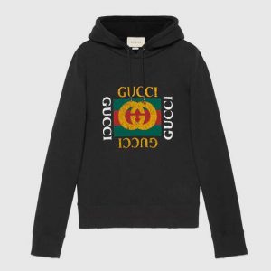 Gucci Women Oversize Sweatshirt with Gucci Logo in 100% Cotton-Black