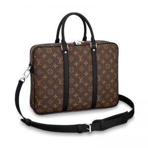 Louis Vuitton LV Men Porte-Documents Voyage PM in Monogram Macassar Canvas-Brown