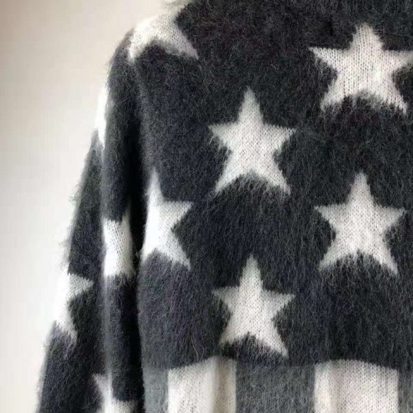 Louis Vuitton LV Men USA Flag Mohair Jacquard Crewneck Sweater-Grey ...
