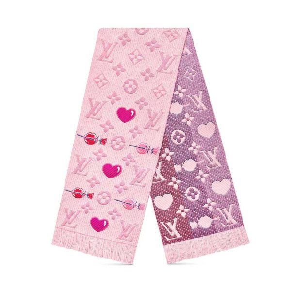 Louis Vuitton LV Women Logomania A La Folie Scarf with Silk Wool-Pink