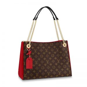 Louis Vuitton LV Women Surène MM Handbag in Monogram Canvas and Grained Calf Leather