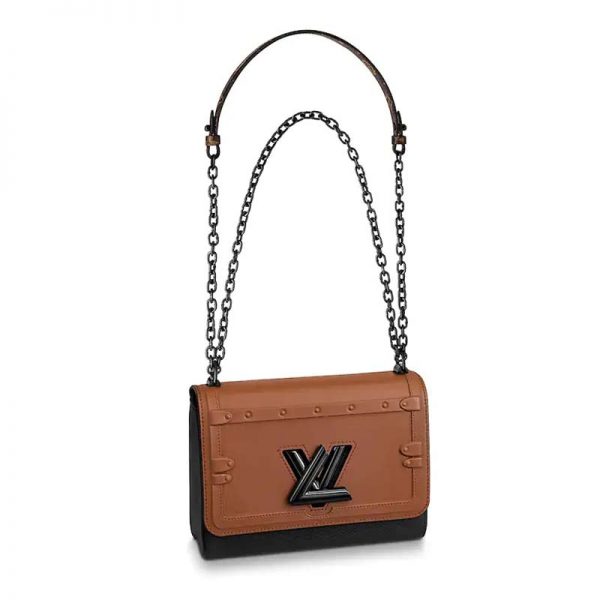Louis Vuitton LV Women Twist MM Chain Bag in Cowhide Leather and Calfskin-Brown