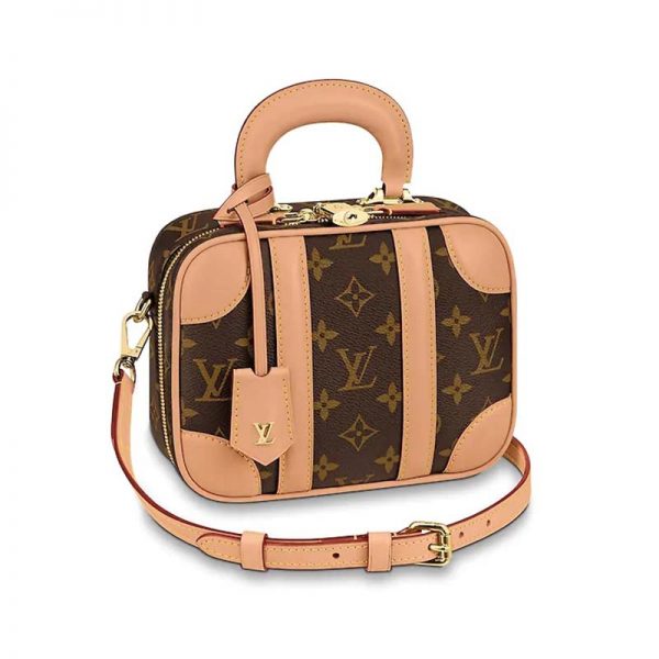 Louis Vuitton LV Women Valisette BB Handbag in Monogram Canvas with Natural Cowhide Leather-Brown