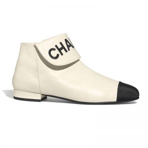 Chanel Women Ankle Boots in Lambskin & Grosgrain Leather 1.5 cm Heel-Beige