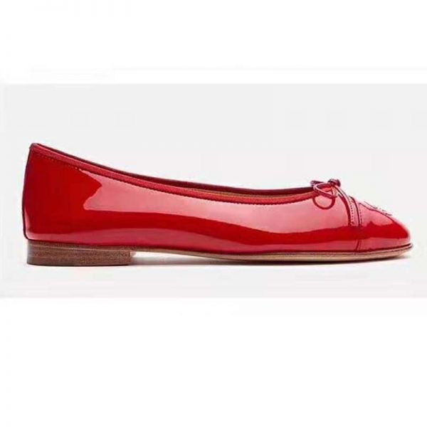 Chanel Women Ballerinas in Patent Calfskin Leather-Red