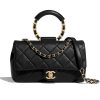 Chanel Women Flap Bag in Lambskin & Gold Metal-Black