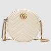 Gucci GG Women GG Marmont Mini Round Shoulder Bag in Matelassé Chevron Leather-White