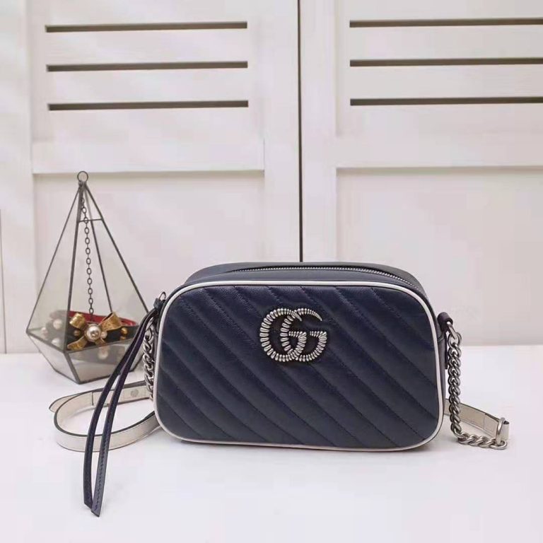 ladies gg marmont small shoulder bag in blue