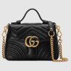 Gucci GG Women GG Marmont Mini Top Handle Bag in Matelassé Chevron Leather-Black