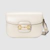 Gucci GG Women Gucci 1955 Horsebit Shoulder Bag in Textured Leather-White