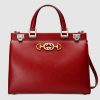 Gucci GG Women Gucci Zumi Smooth Leather Medium Top Handle Bag-Red