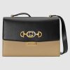 Gucci GG Women Gucci Zumi Smooth Leather Small Shoulder Bag in Black and Beige Smooth Leather