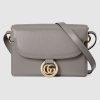Gucci GG Women Small Leather Shoulder Bag in Textured Leather-Grey