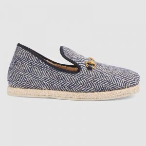 Gucci Unisex GG Herringbone Loafer in Blue and White Herringbone