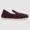 Gucci Unisex GG Wool Loafer in Blue and Red GG Wool