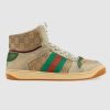 Gucci Unisex Screener GG High-Top Sneaker in Beige Original GG Canvas and Leather